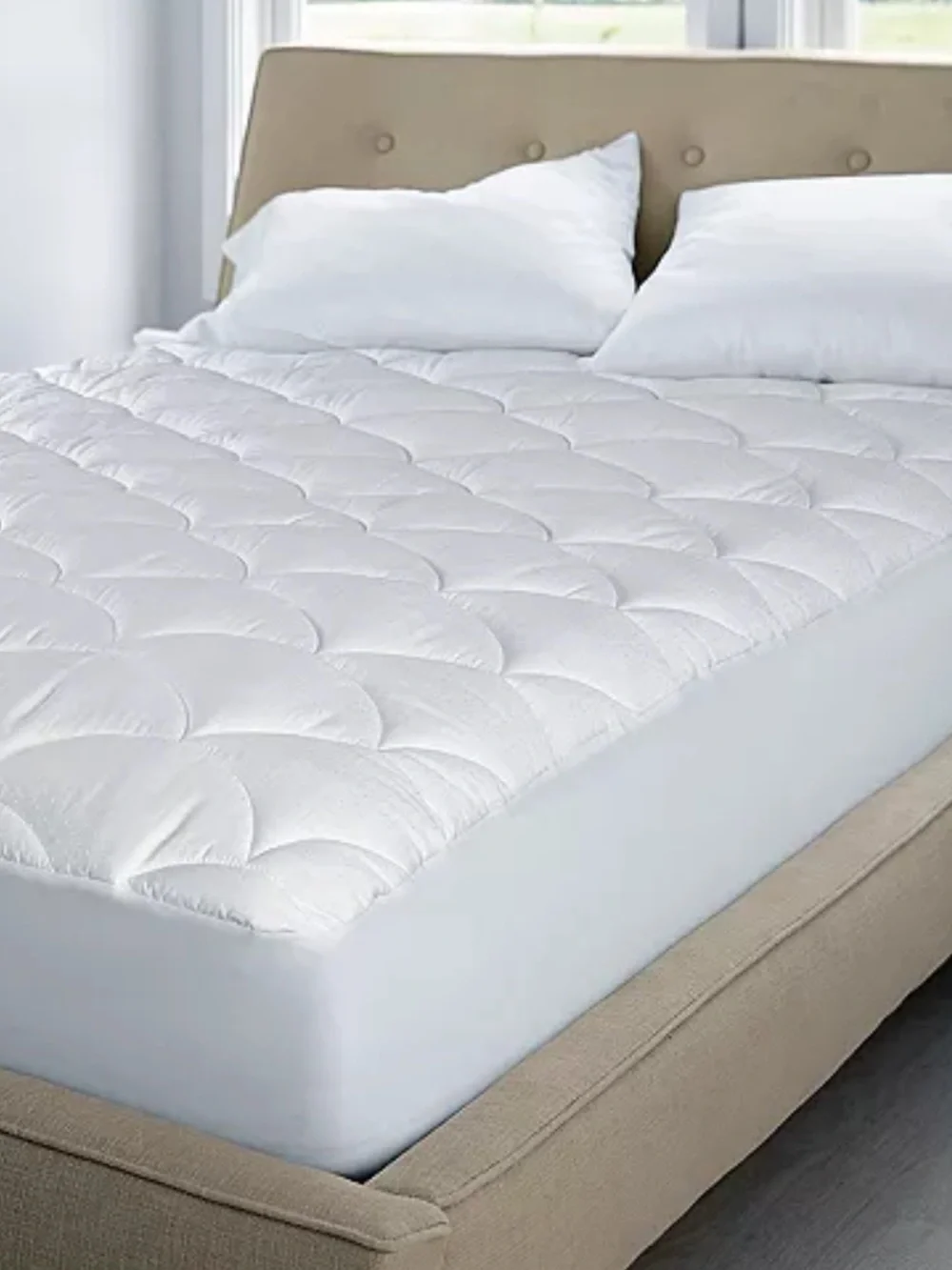 Blue Ridge Cotton Damask Dot Cal King Mattress Pad 350 Thread Count